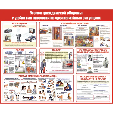 Стенд «Уголок гражданской обороны и действия населения в чрезвычайных ситуациях» — изображение 1